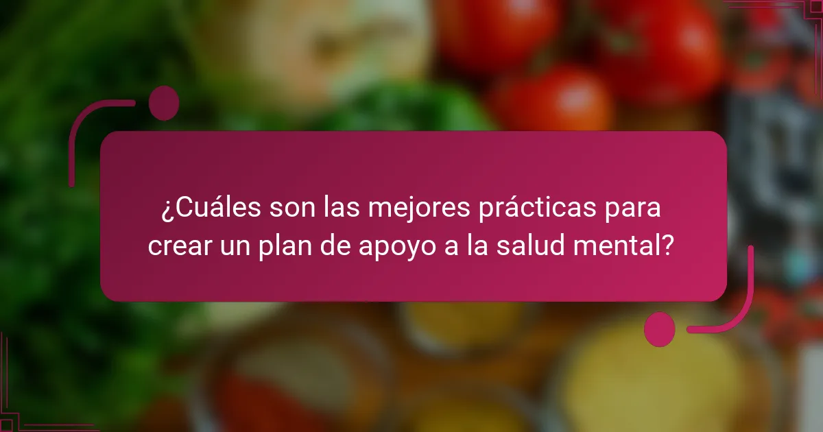 ¿Cuáles son las mejores prácticas para crear un plan de apoyo a la salud mental?