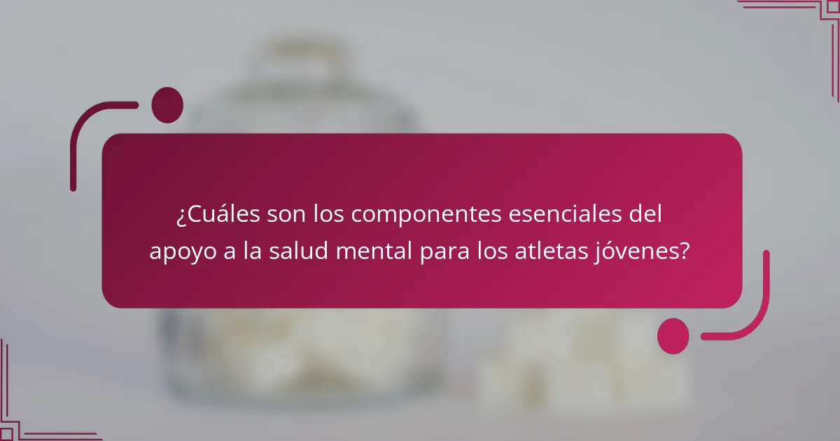 ¿Cuáles son los componentes esenciales del apoyo a la salud mental para los atletas jóvenes?