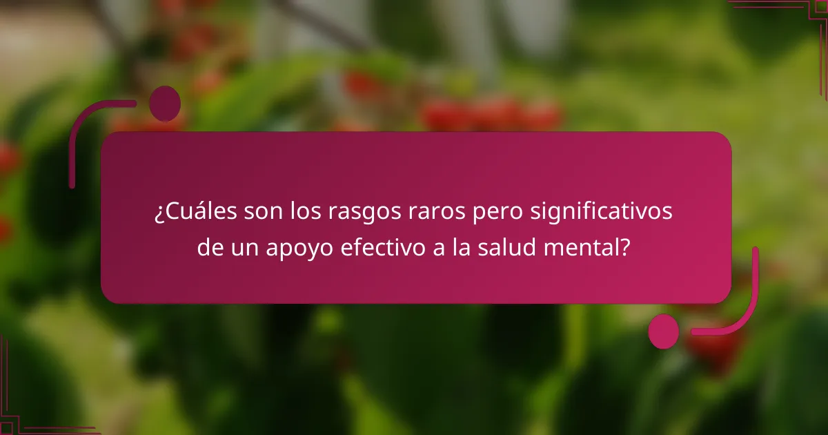 ¿Cuáles son los rasgos raros pero significativos de un apoyo efectivo a la salud mental?