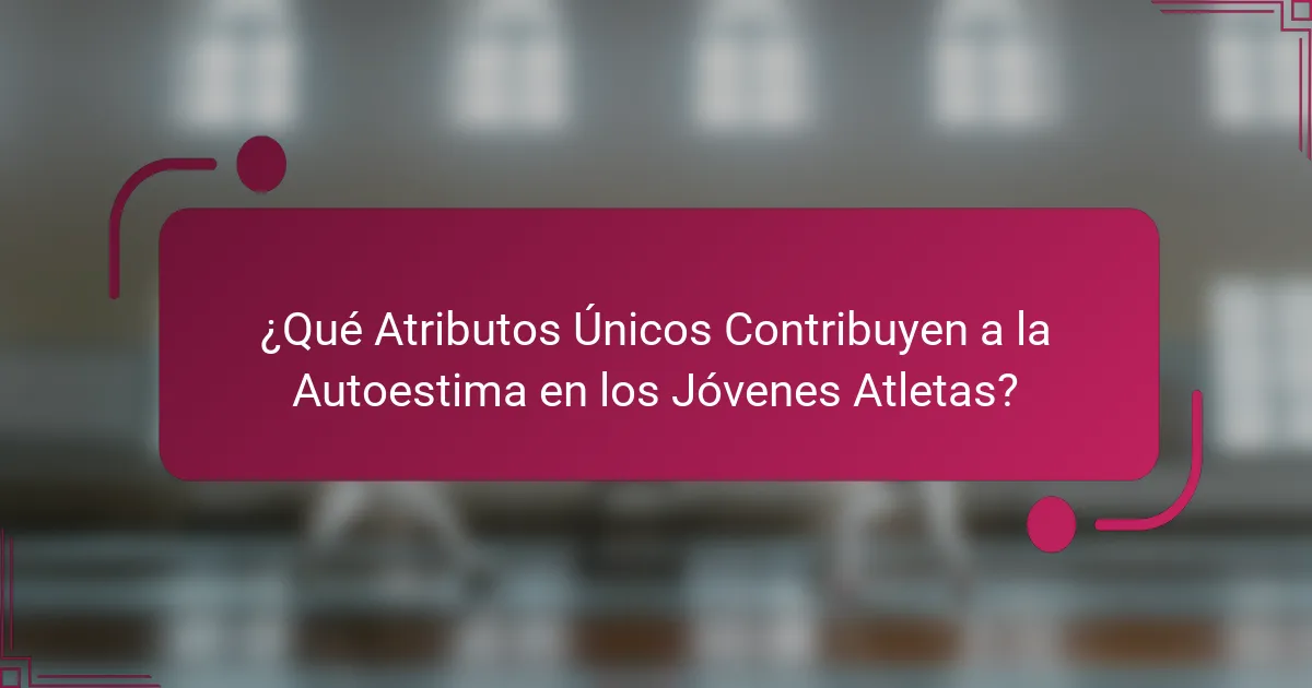 ¿Qué Atributos Únicos Contribuyen a la Autoestima en los Jóvenes Atletas?