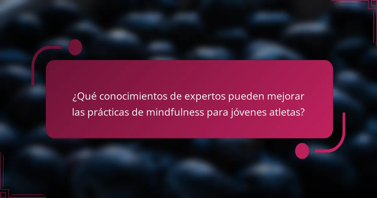 ¿Qué conocimientos de expertos pueden mejorar las prácticas de mindfulness para jóvenes atletas?
